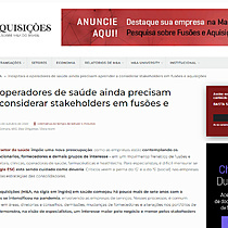 Hospitais e operadores de sade ainda precisam aprender a considerar stakeholders em fuses e aquisies